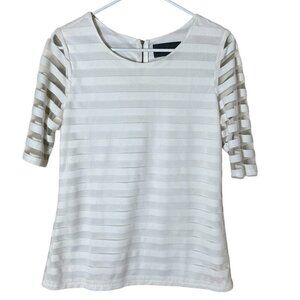 ANTHROPOLOGIE Sunday in Brooklyn Striped Sheer Sleeve Top Size Large